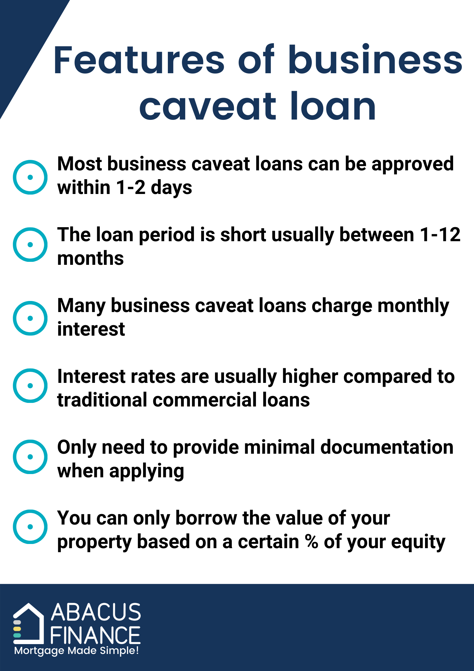 Features of a business caveat loan